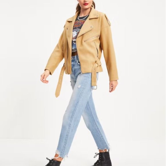 NWT HARLEY BIKER POCKETED JACKET IN CAMEL XS - Picture 7 of 10